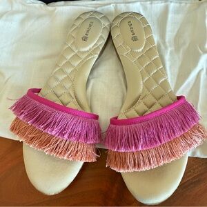 Birdies Vibrant Fringe Slide Sandals
